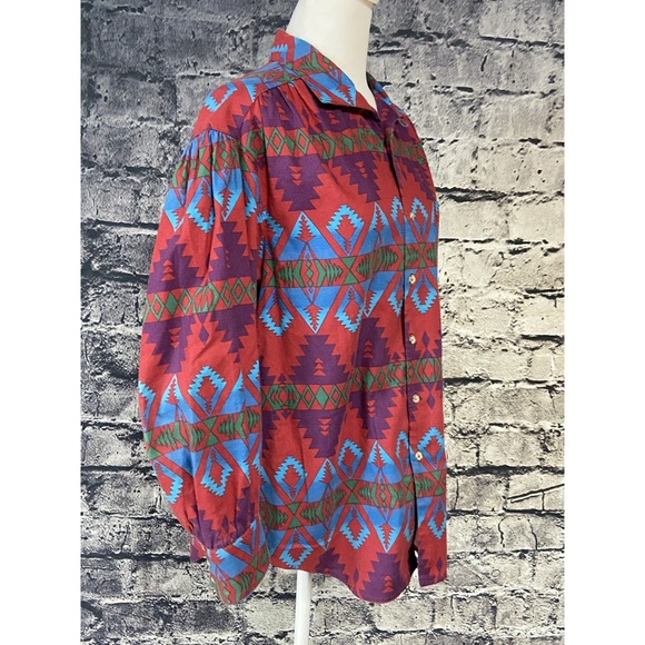 Vintage Country Shop Marshall Fields Womens Shirt 10 Southwest Aztec Retro Boho - Picture 9 of 11